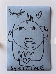 LHOOQ #3 (Drawing on blueback print) — a Systaime work on Artsy