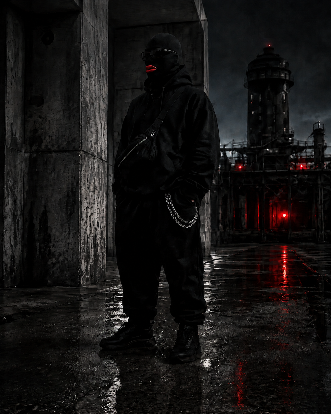 5K4M portrait in a nocturnal industrial landscape