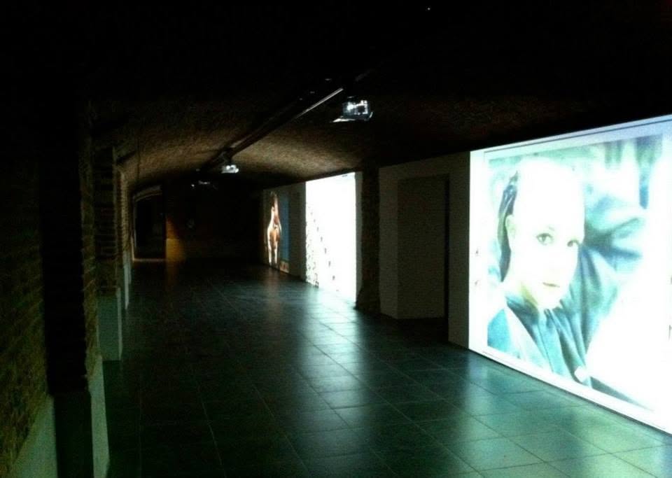 Video projections in a vaulted gallery